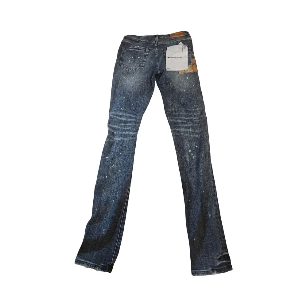 Purple Brand P001 Slim Fit Distressed Paint Splatter Camo Patch Jeans Mens 29
